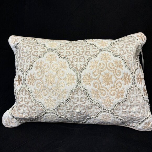 Flat 60%off on Handmade Beige Embroidered Cushion Cover 12*18" - Picture 2 of 3